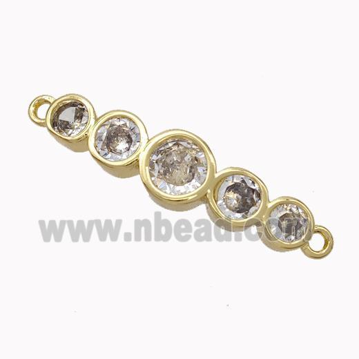 Copper Stick Connector Pave Zirconia Curving Gold Plated