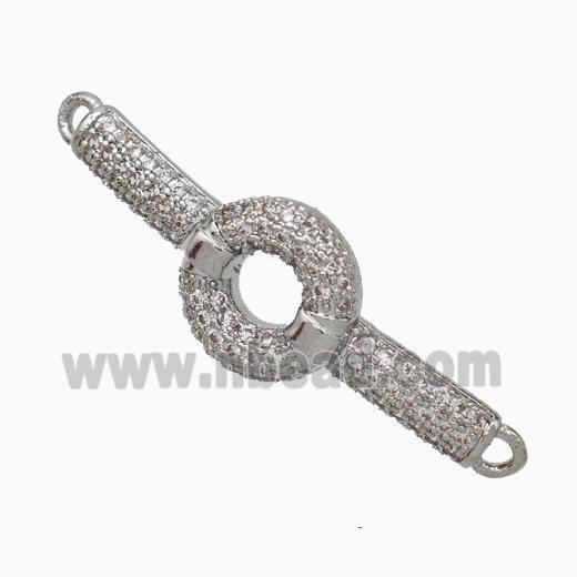 Wristwatch Charms Copper Connector Micropave Zirconia Curving Platinum Plated