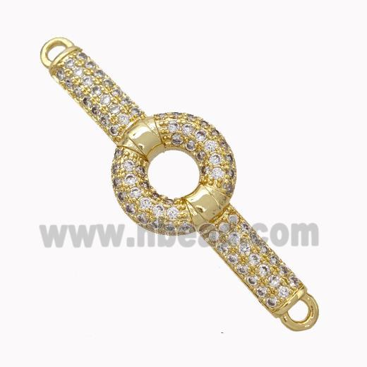 Wristwatch Charms Copper Connector Micropave Zirconia Curving Gold Plated