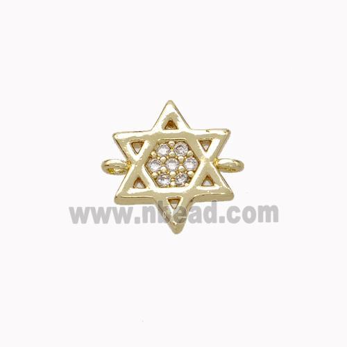 Copper Davidstar Connector Micropave Zirconia Gold Plated