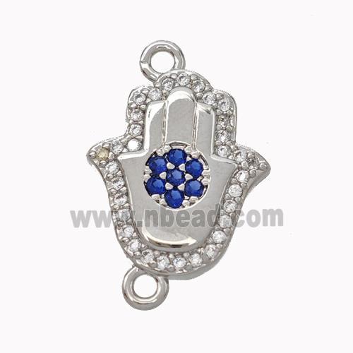 Copper Hamsahand Pendant Micropave Zirconia Platinum Plated