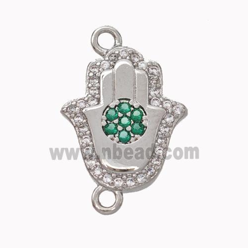 Copper Hamsahand Pendant Micropave Zirconia Platinum Plated