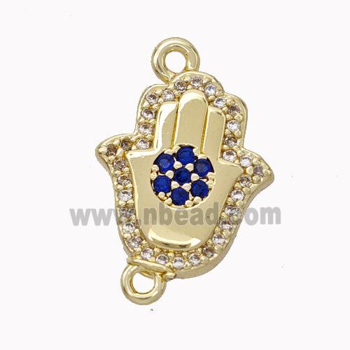 Copper Hamsahand Pendant Micropave Zirconia Gold Plated