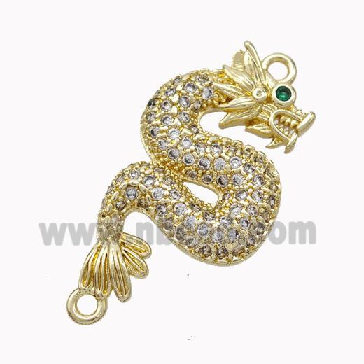 Copper Dragon Connector Micropave Zirconia Loong Gold Plated