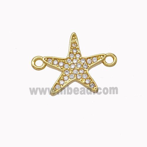 Copper Starfish Connector Micropave Zirconia Gold Plated