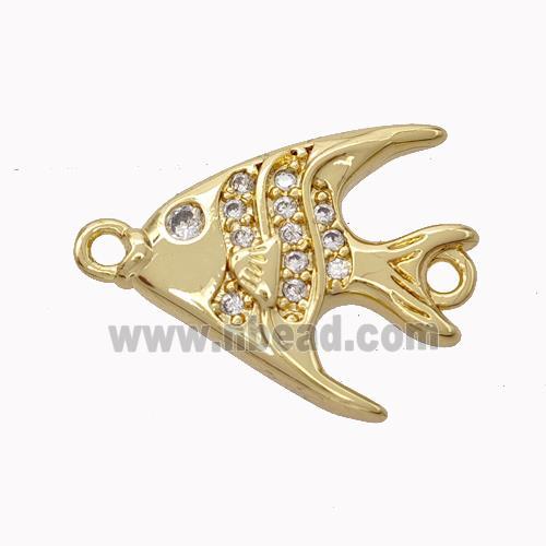 Copper Fish Connector Micropave Zirconia Gold Plated