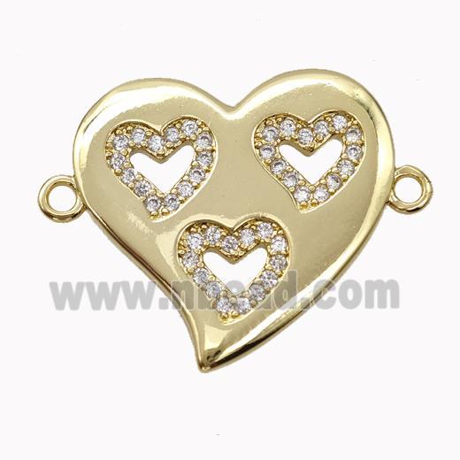 Copper Heart Micropave Zirconia Gold Plated