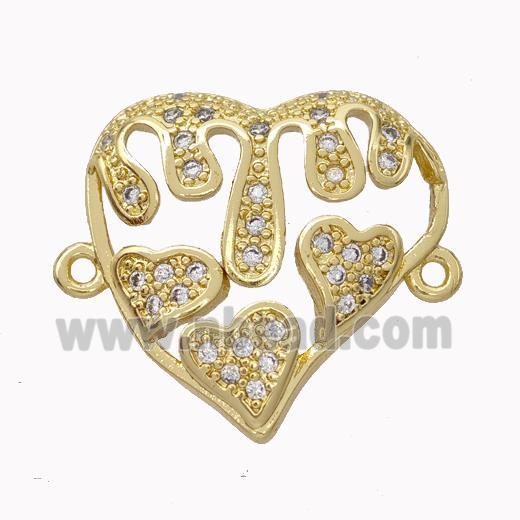 Copper Heart Micropave Zirconia Gold Plated