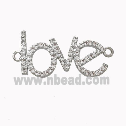 Copper LOVE Connector Micropave Zirconia Platinum Plated