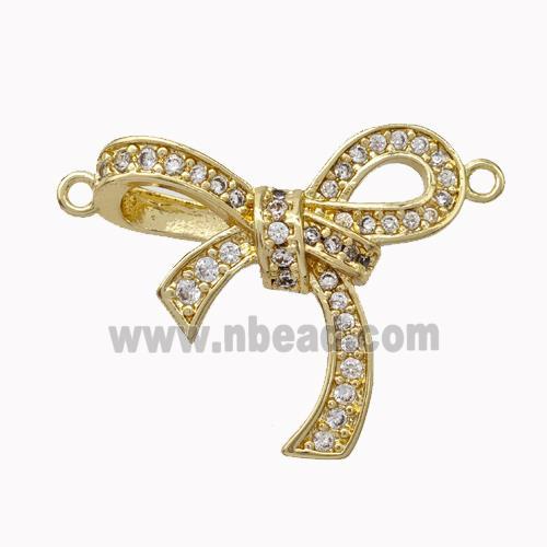 Copper Bowknot Pendant Micropave Zirconia Gold Plated