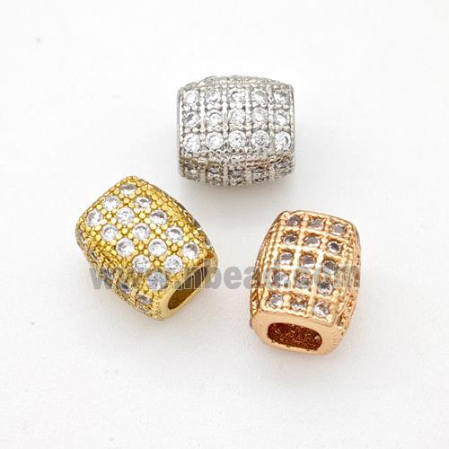 Copper Cuboid Beads Pave Zirconia Large Hole Mixed