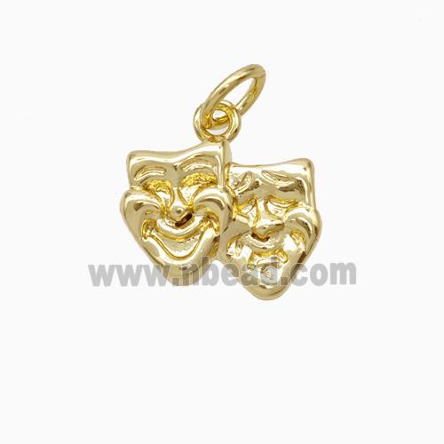 Halloween Mask Charms Copper Pendant Gold Plated