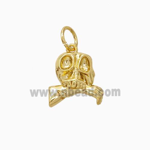 Halloween Zombie Charms Copper Skull Pendant Gold Plated