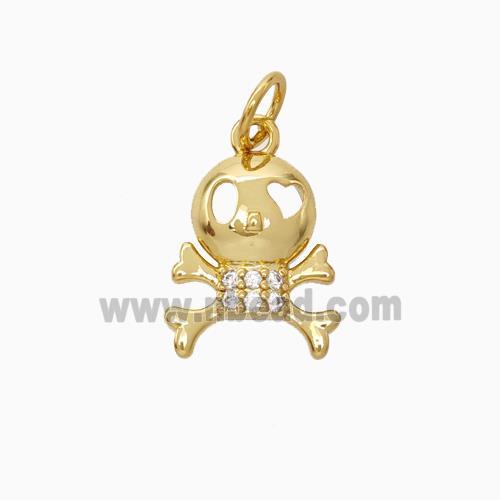 Halloween Skull Charms Copper Pendant Pave Zirconia Gold Plated