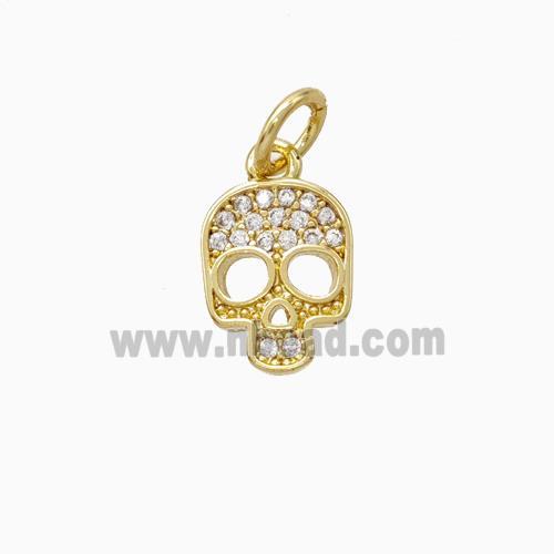 Halloween Skull Charms Copper Pendant Pave Zirconia Gold Plated