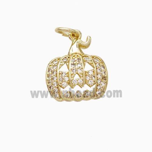 Halloween Pumpkin Charms Copper Pendant Micro Pave Zirconia Gold Plated