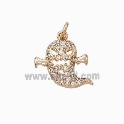 Halloween Ghost Charms Copper Pendant Pave Zirconia Rose Gold