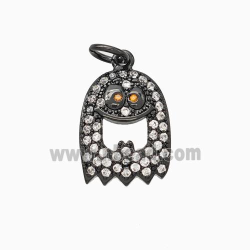 Halloween Ghost Charms Copper Pendant Pave Zirconia Black Plated