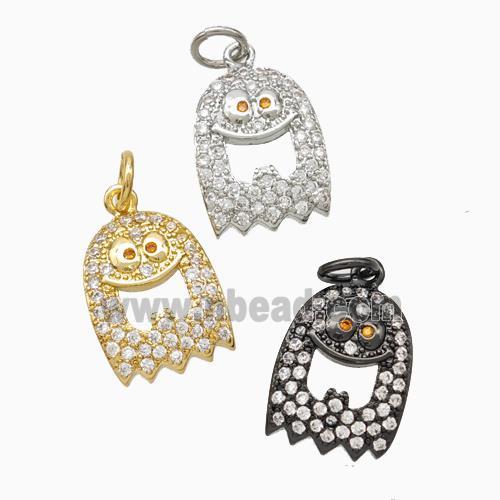 Halloween Ghost Charms Copper Pendant Pave Zirconia Mixed