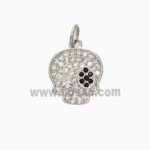 Halloween Pirate Charms Copper Pendant Pave Zirconia Platinum Plated