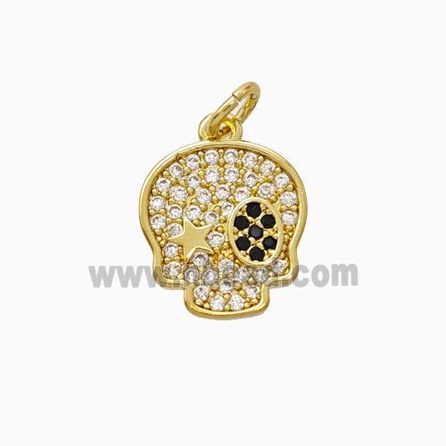 Halloween Pirate Charms Copper Pendant Pave Zirconia Gold Plated