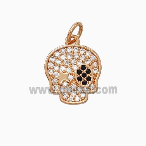 Halloween Pirate Charms Copper Pendant Pave Zirconia Rose Gold