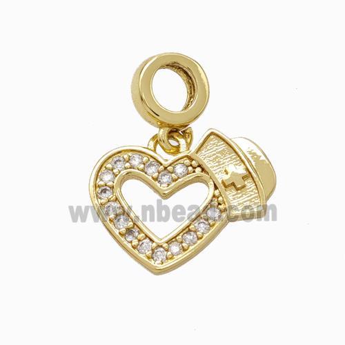 Copper Heart Pendant Micropave Zirconia Gold Plated