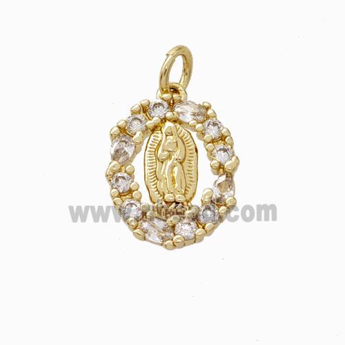 Jesus Charms Copper Pendant Pave Zirconia Gold Plated