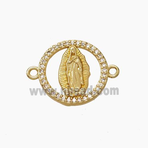 Jesus Charms Copper Connector Micropave Zirconia Gold plated