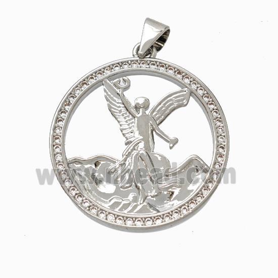 Copper Fairy Pendant Pave Zirconia Sea Circle Platinum Plated