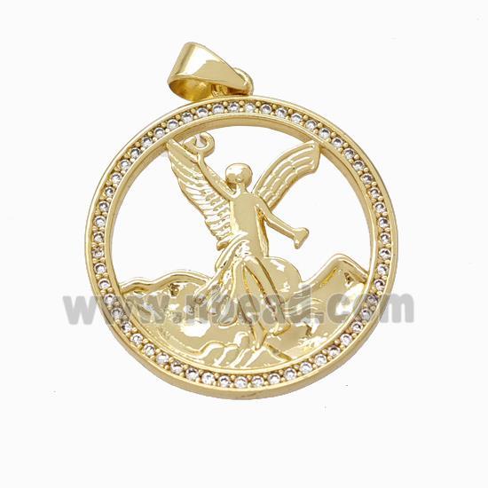 Copper Fairy Pendant Pave Zirconia Sea Circle Gold Plated