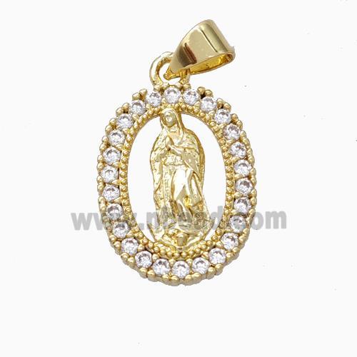 Jesus Charms Copper Pendant Pave Zirconia Gold Plated