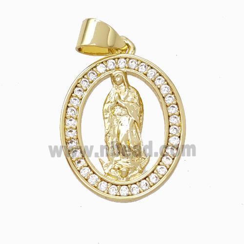 Jesus Charms Copper Pendant Pave Zirconia Gold Plated