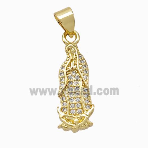 Jesus Charms Copper Pendant Micropave Zirconia Gold Plated