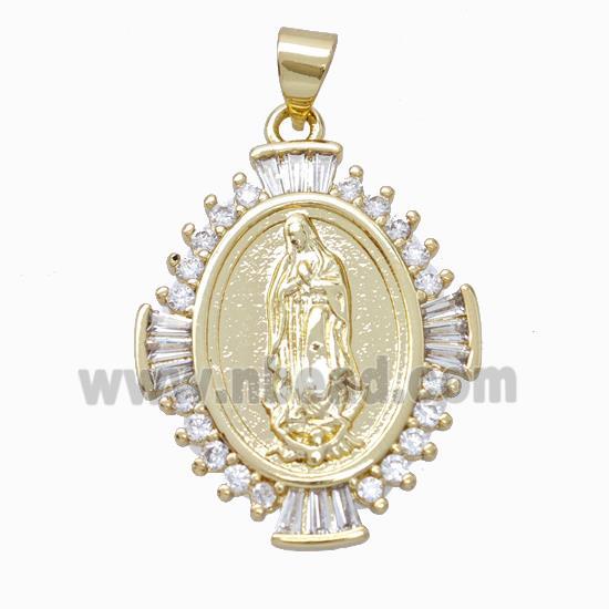 Jesus Charms Copper Pendant Micropave Zirconia Gold Plated