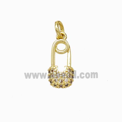 Saftypins Charms Copper Pendant Pave Zirconia Gold Plated