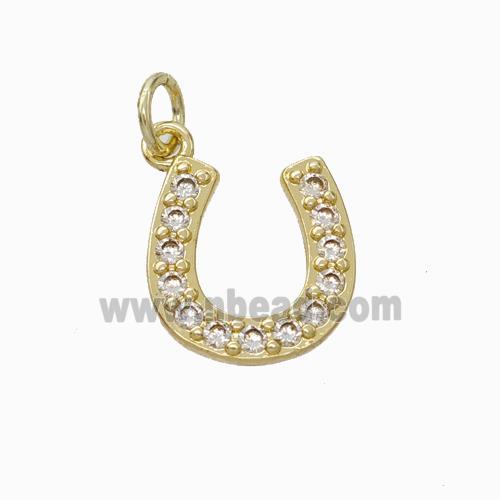 Copper Horseshoe Pendant Pave Zirconia Gold Plated