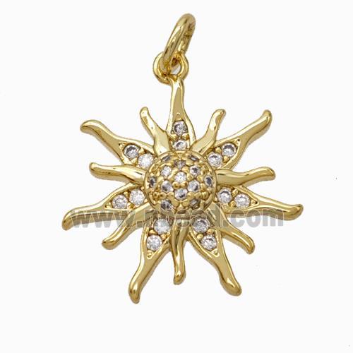 Copper Sun Pendant Micropave Zirconia Gold Plated