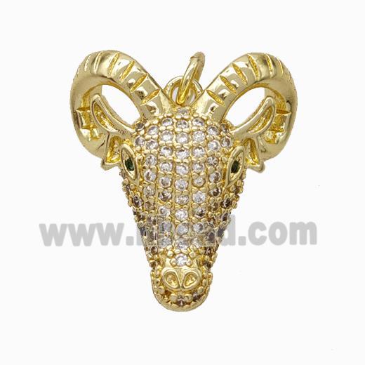 Copper Sheepshead Pendant Pave Zirconia Gold Plated