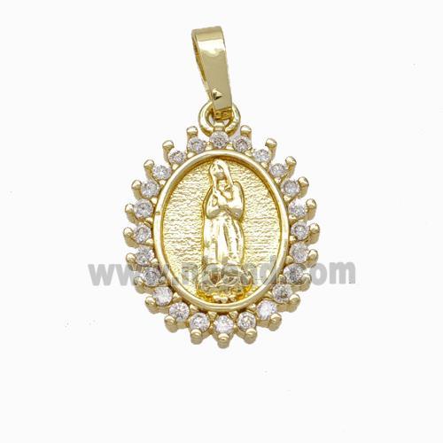 Jesus Charms Copper Pendant Pave Zirconia Gold Plated