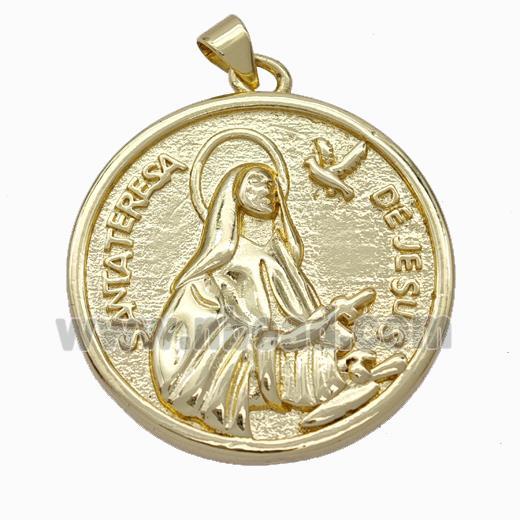 Jesus Charms Copper Pendant Heart Gold Plated