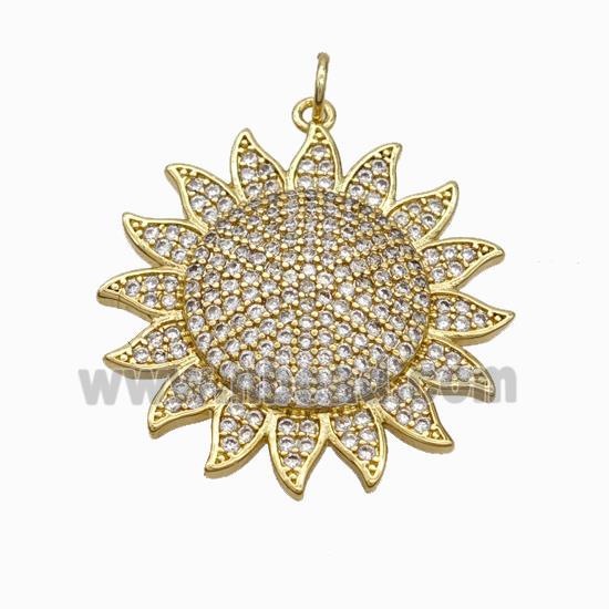 Copper Sun Pendant Micropave Zirconia Gold Plated