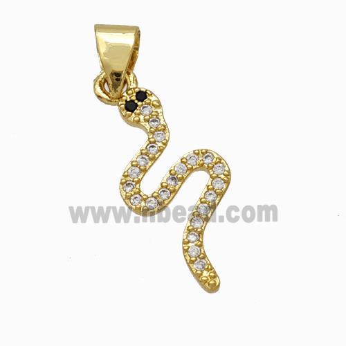 Copper Snake Pendant Micropave Zirconia Gold Plated