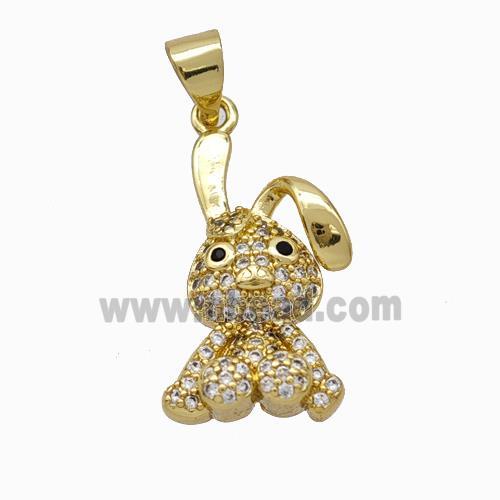 Copper Rabbit Pendant Micropave Zirconia Gold Plated