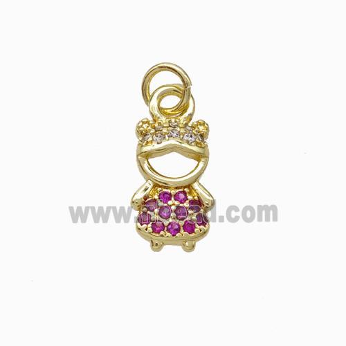 Copper Girl Kids Pendant Pave Zirconia Gold Plated