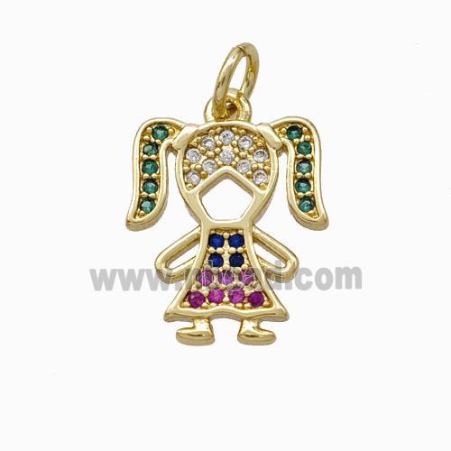 Copper Girl Kids Pendant Pave Zirconia Gold Plated