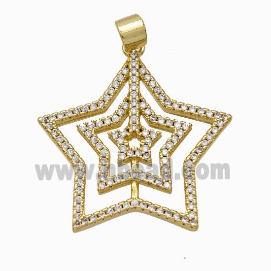 Copper Star Pendant Micropave Zirconia Gold Plated