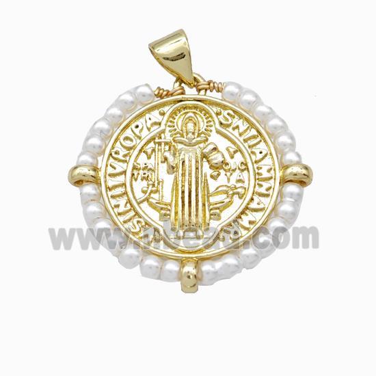 Jesus Charms Copper Pendant With Resin Wire Wrapped 18K Gold Plated