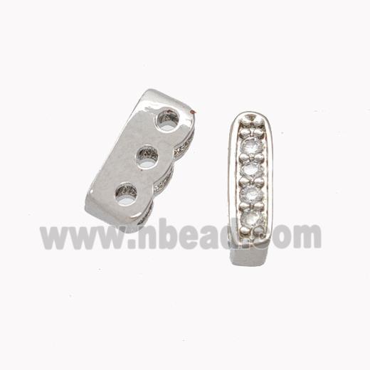 Copper Bead Pave Zirconia 4holes Platinum Plated