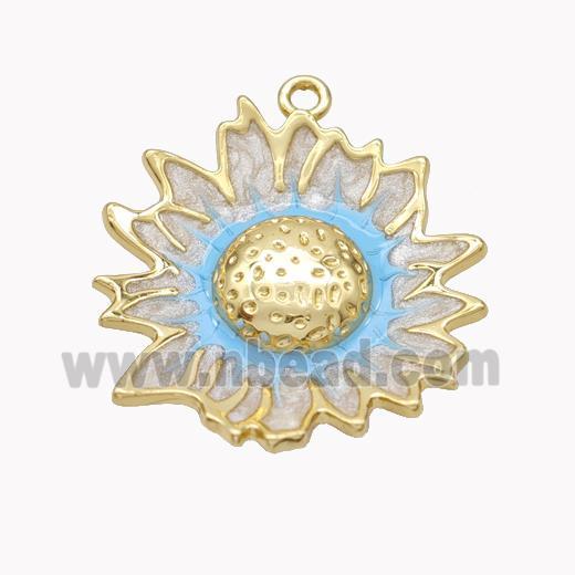 Copper Sunflower Pendant Enamel Gold Plated